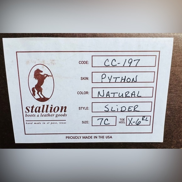 SOLD! Stallion Boot Company Python Boot Sliders - Picture 6 of 8
